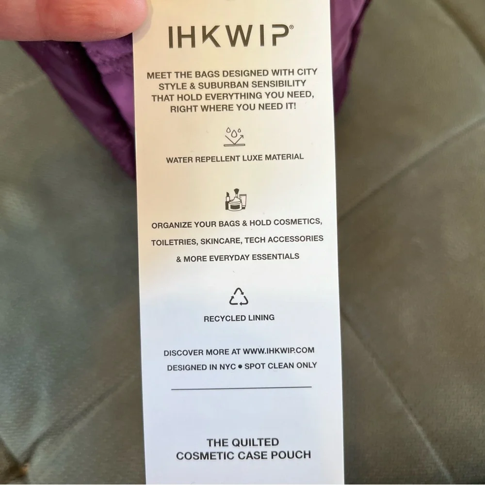 🦌🥑NWT‎ IHKWIP Cosmetic Case Pouch Quilted Merlot Purple